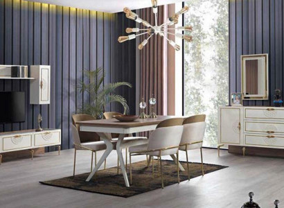 Dining room set, dining table, 4x chair, sideboard group, table, 8-piece set